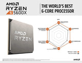 AMD 5000 Series Ryzen 5 5600X Desktop Processor 6 cores 12 Threads 35 MB Cache 3.7 GHz Upto 4.6 GHz AM4 Socket 500 Series Chipset