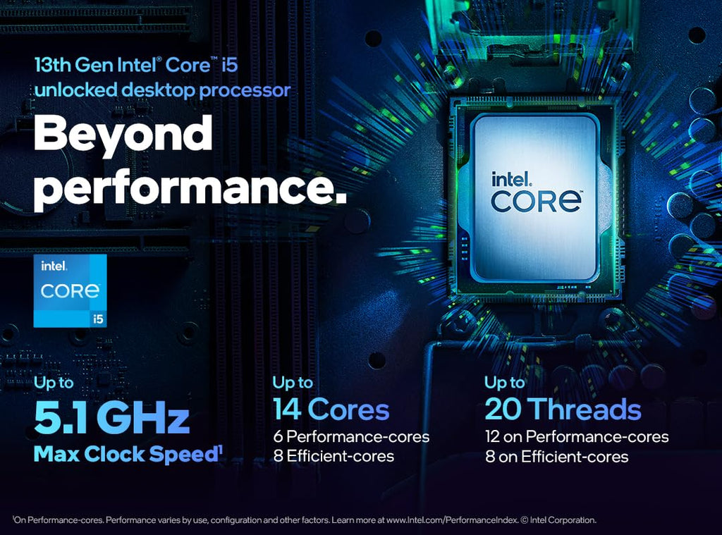 Intel Core i5-13600K Desktop Processor 14 cores (6 P-cores + 8 E-cores) 24M Cache, up to 5.1 GHz' Socket LGA 1700