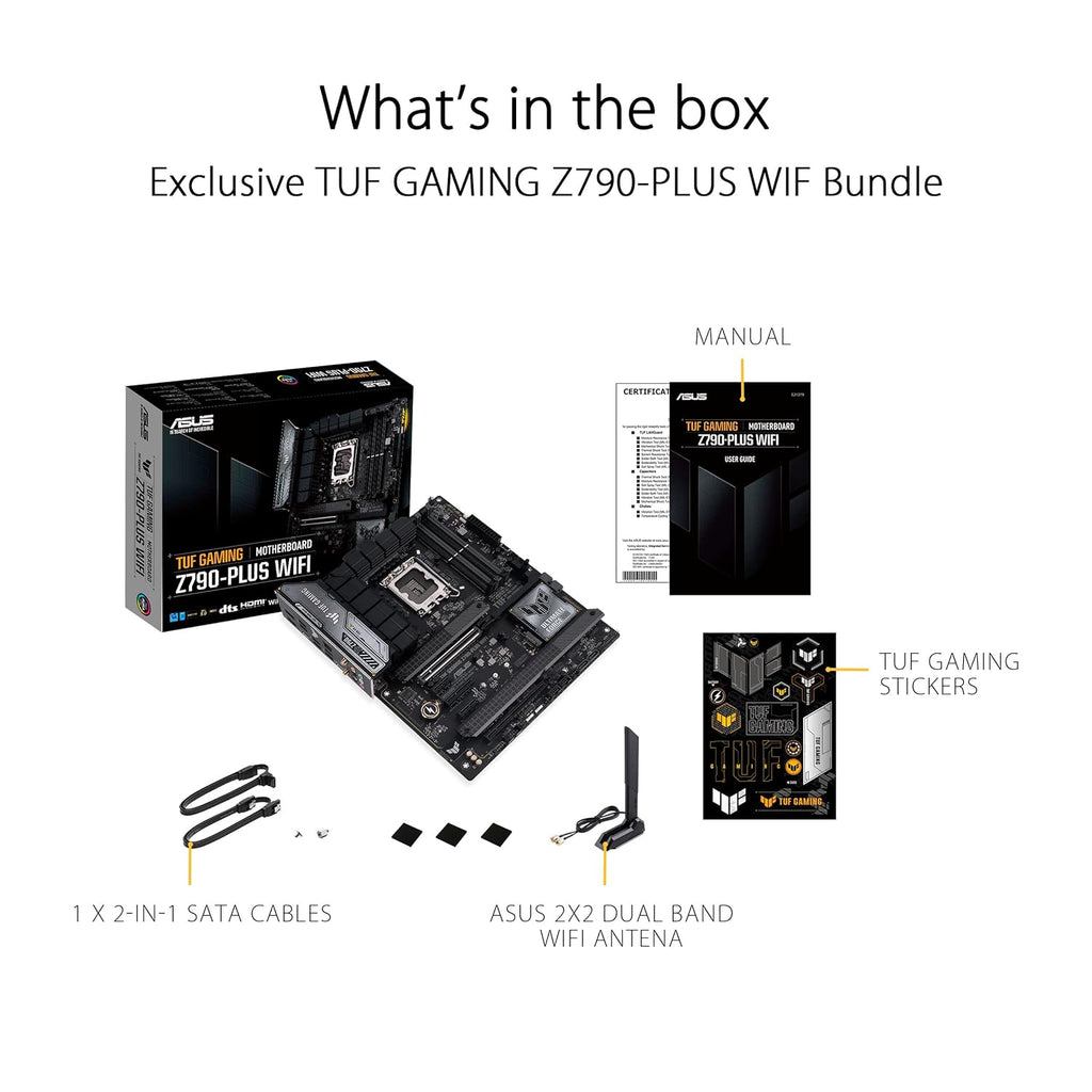 ASUS TUF Gaming Z790-Plus WiFi LGA 1700(Intel®12th&13th Gen) ATX Gaming Motherboard(PCIe 5.0,DDR5,4xM.2 Slots,16+1 DrMOS,WiFi 6,2.5Gb LAN,Front USB 3.2 Gen 2 Type-C®,Thunderbolt 4(USB4),Aura RGB)