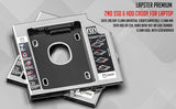Caddy for SSD and HDD, Optical Bay 2nd Hard Drive Caddy, Caddy 9.5mm for Laptop Tray Compatible
