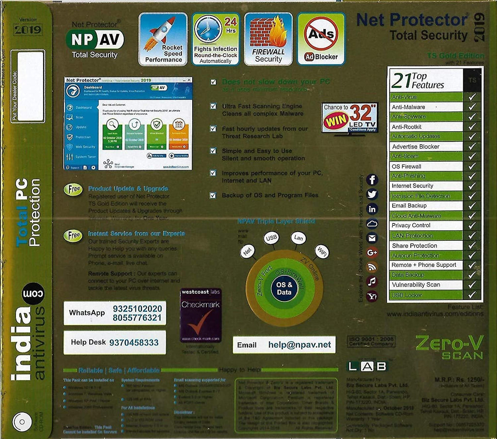 Net Protector NPAV Total Security 2022 1 PC 1 Year ( Email Delivery - No CD)