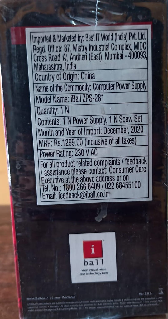 iBall 230 V AC SMPS ATX Computer Power Supply
