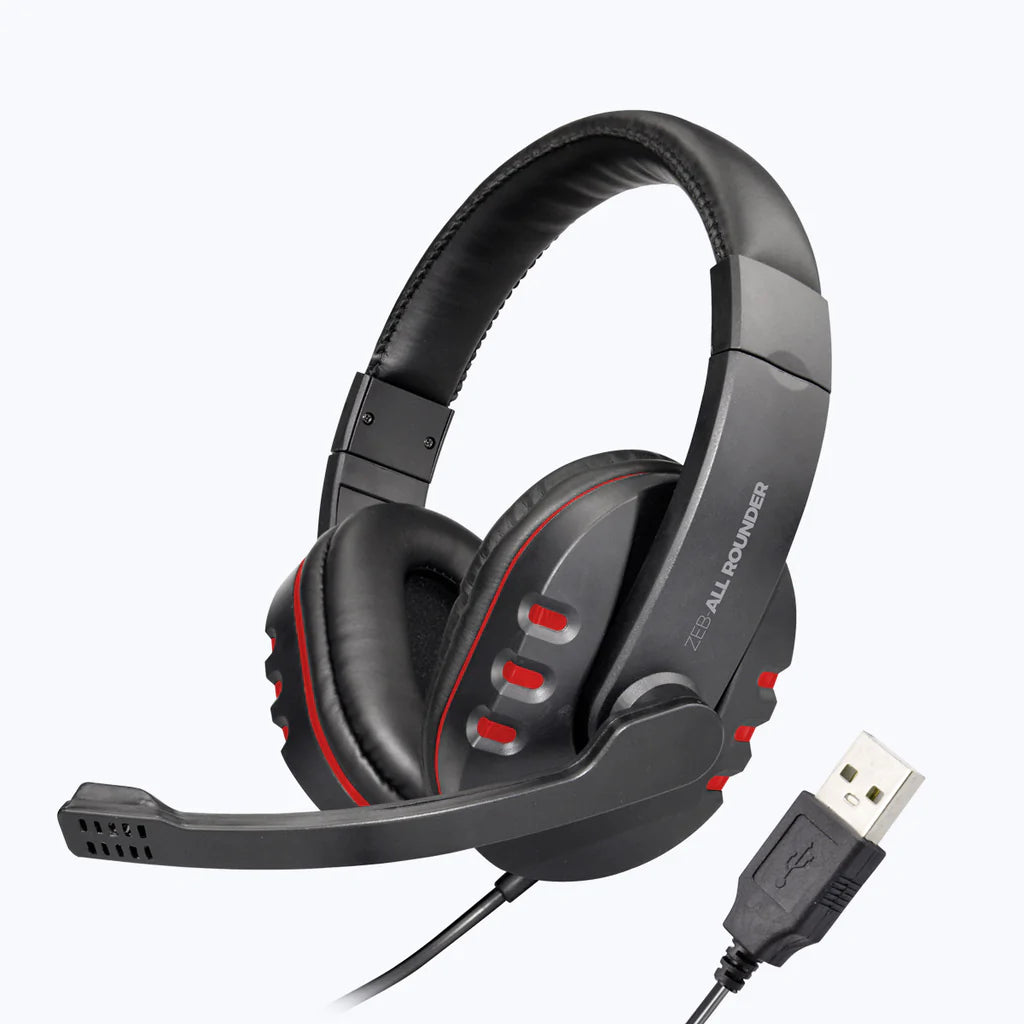 ZEBRONICS ZEB ALL ROUNDER USB WITH MIC Wired Headset  (Black, On the Ear)
